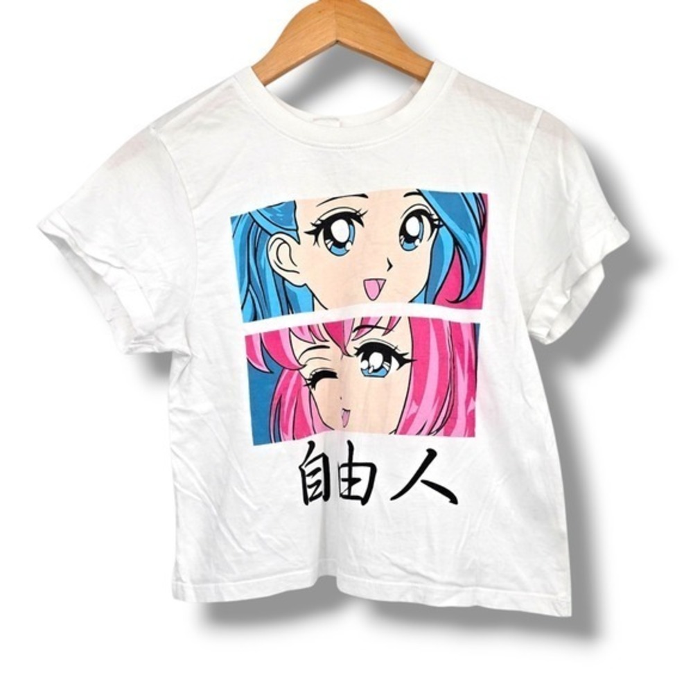 Vibe N'‎ Anime Graphic Cropped Tee Manga Japanese Kawaii White XS